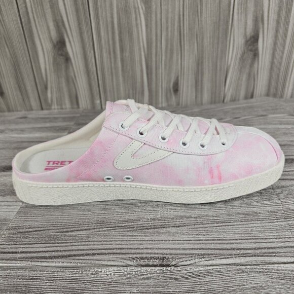 Tretorn Lace up Sneaker Mules Easy Nylite Canvas Pink/White Dye Women's Sz 9 NEW - Picture 7 of 16